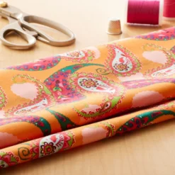 New 😉 Orange Paisley Cotton Fashionable Fabric by Loops & Threads® ✔️ -Loops and Threads Store 10411641 20