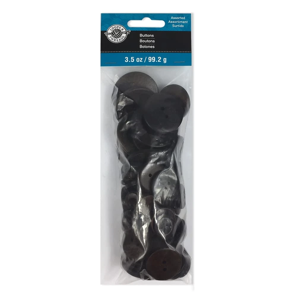 Wholesale βοΈ 12 Pack: Dark Brown Wooden Buttons Set by Loops & Threads® π 3 Wholesale βοΈ 12 Pack: Dark Brown Wooden Buttons Set by Loops & Threads® π