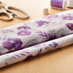 Discount ❤️ Purple & Gray Floral Cotton Fabric by Loops & Threads™ 🌟 -Loops and Threads Store 10631296 20