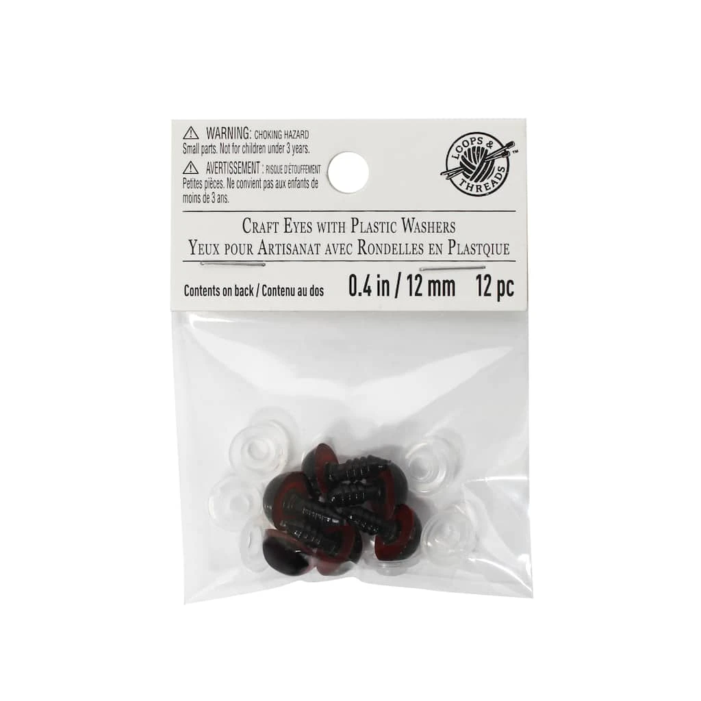 New ⭐ 12 Pack: 12mm Craft Eyes with Plastic Washers by Loops & Threads™ ⭐ 5 New ⭐ 12 Pack: 12mm Craft Eyes with Plastic Washers by Loops & Threads™ ⭐ - Image 3