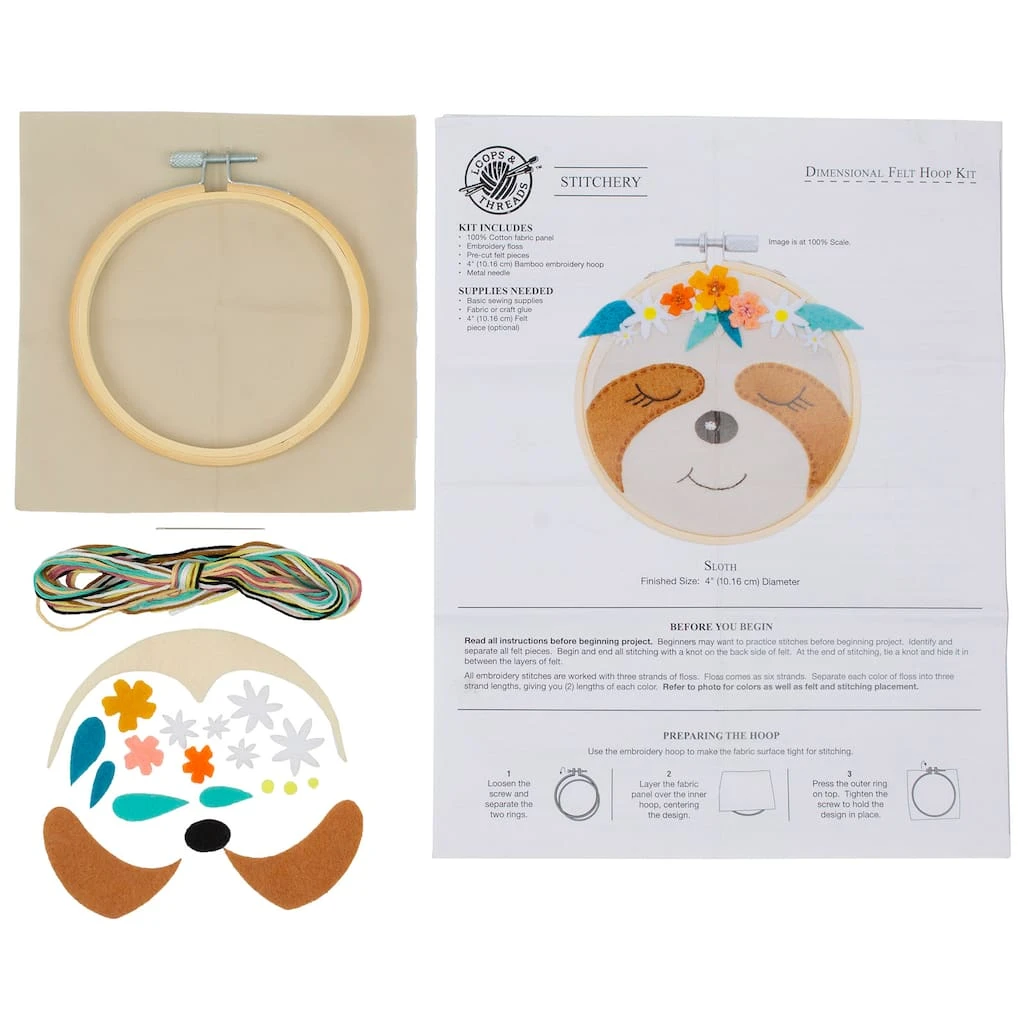 New β Sloth Felt Hoop Kit by Loops & Threads™ π 6 New β Sloth Felt Hoop Kit by Loops & Threads™ π - Image 4