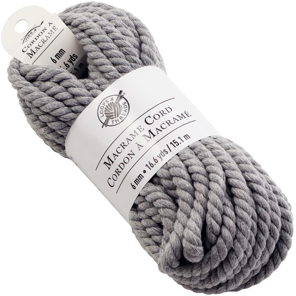 Hot Sale π€© Charcoal Macramé Cotton Cord by Loops & Threads®, 75ft. β¨ 4 Hot Sale π€© Charcoal Macramé Cotton Cord by Loops & Threads®, 75ft. β¨ - Image 2