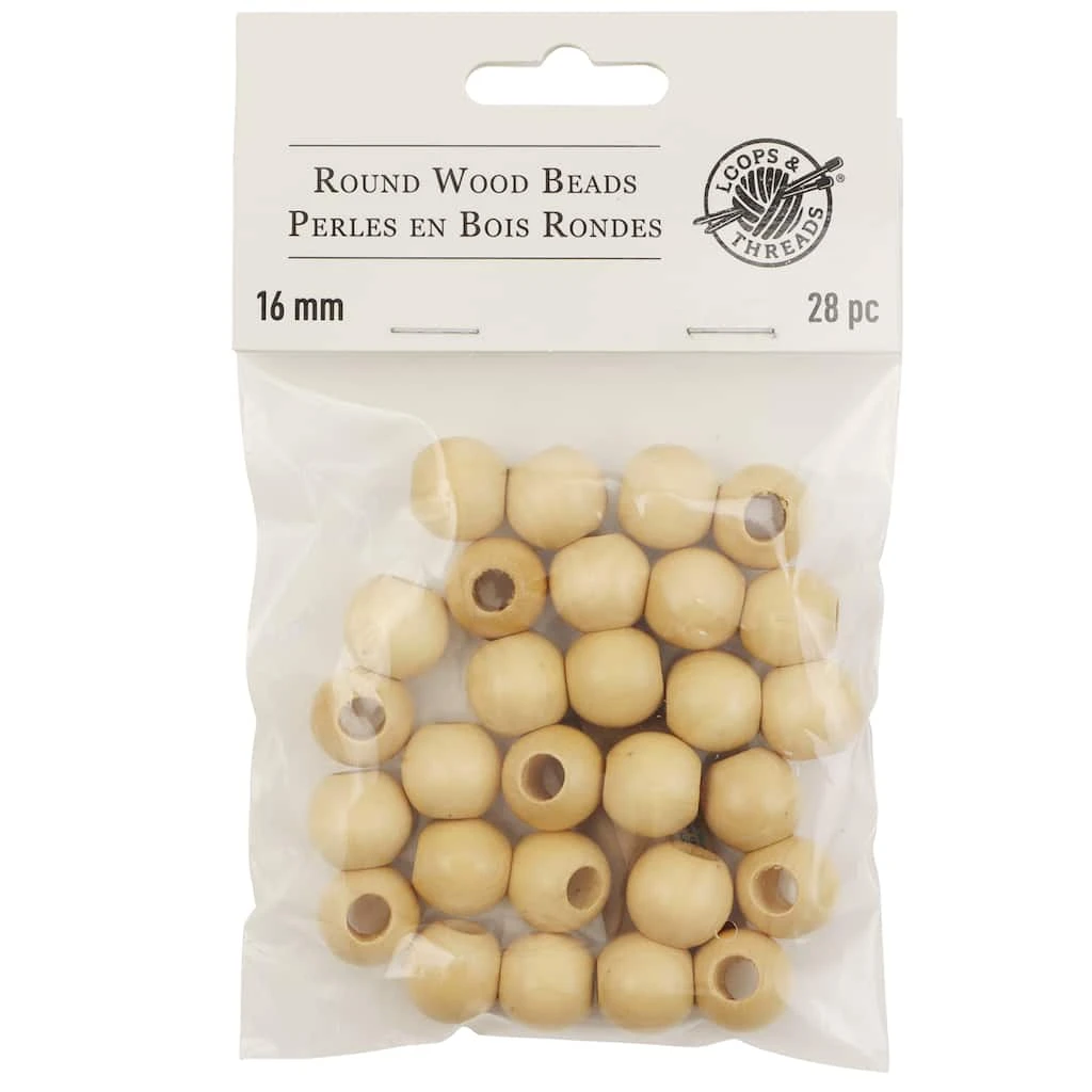 Buy π 12 Packs: 28 ct. (336 total) Natural Wood Round Beads, 16mm by Loops & Threads® π― 3 Buy π 12 Packs: 28 ct. (336 total) Natural Wood Round Beads, 16mm by Loops & Threads® π―