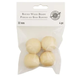 New π Natural Wood Round Beads by Loops & Threads®, 32mm β