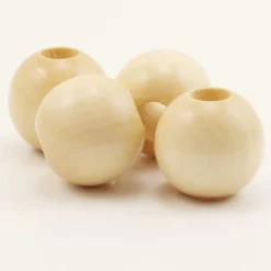 New 🌟 Natural Wood Round Beads by Loops & Threads®, 32mm ⌛ -Loops and Threads Store 10666684 2