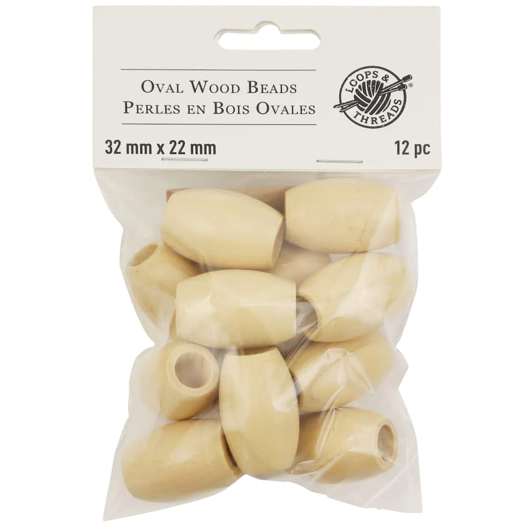 Coupon 𧨠12 Packs: 12 ct. (144 total) Natural Wood Oval Beads, 32mm by Loops & Threads® π 3 Coupon 𧨠12 Packs: 12 ct. (144 total) Natural Wood Oval Beads, 32mm by Loops & Threads® π